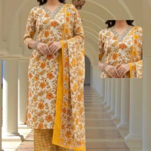 Yellow Printed Kurti